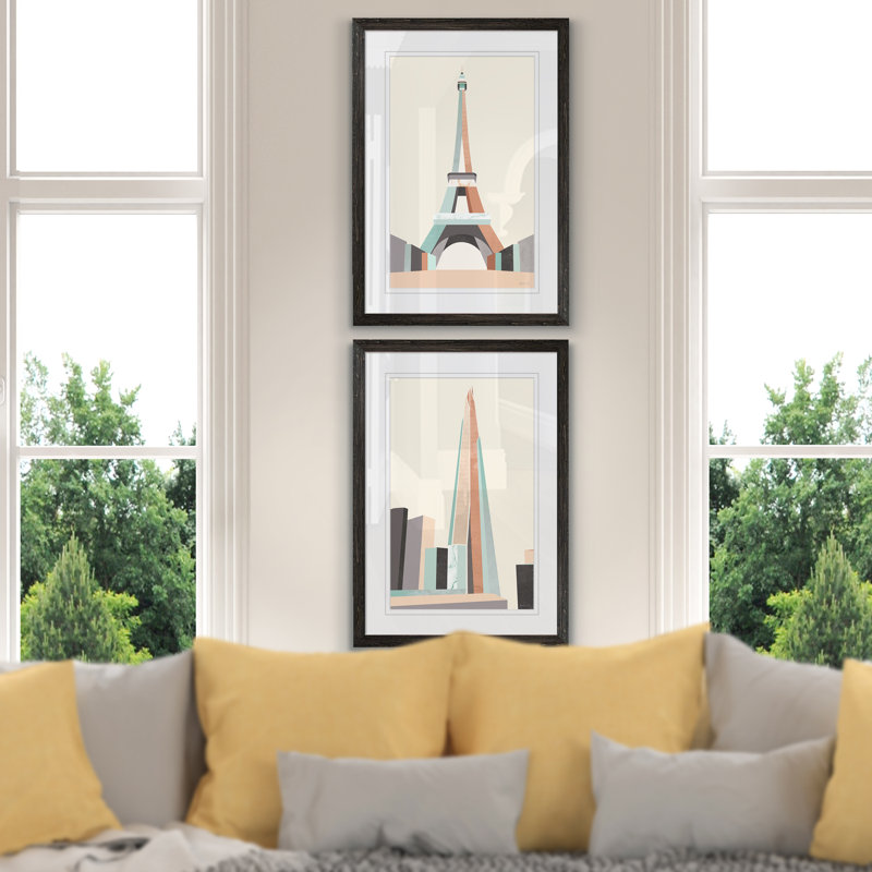 « graphicing architecture i » par antonyme bunjamin (abe)-ensemble de 2 reproductions d’art sur cadre photo, Blanc