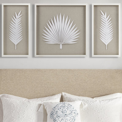 3 Wall Decor With Rice Paper Palms - Handmade Indoors Hanging Art Leaves Decorative Indoor Use Decoration