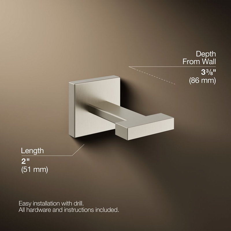 Square Robe Hook, Vibrant Brushed Nickel