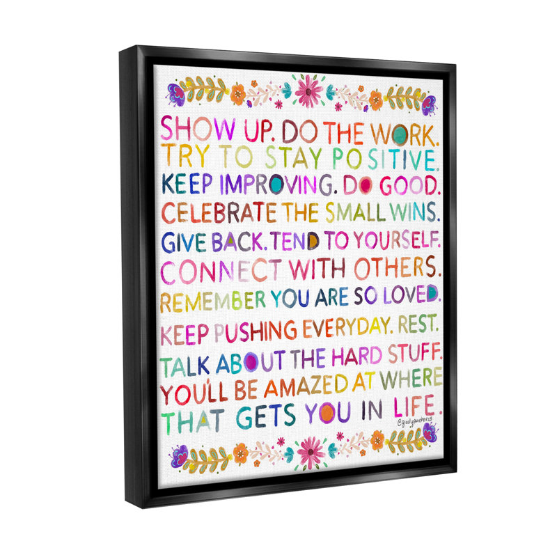 "Motivation florale" sur toile, Cadre flottant noir de jais, H 21 po x l 17 po