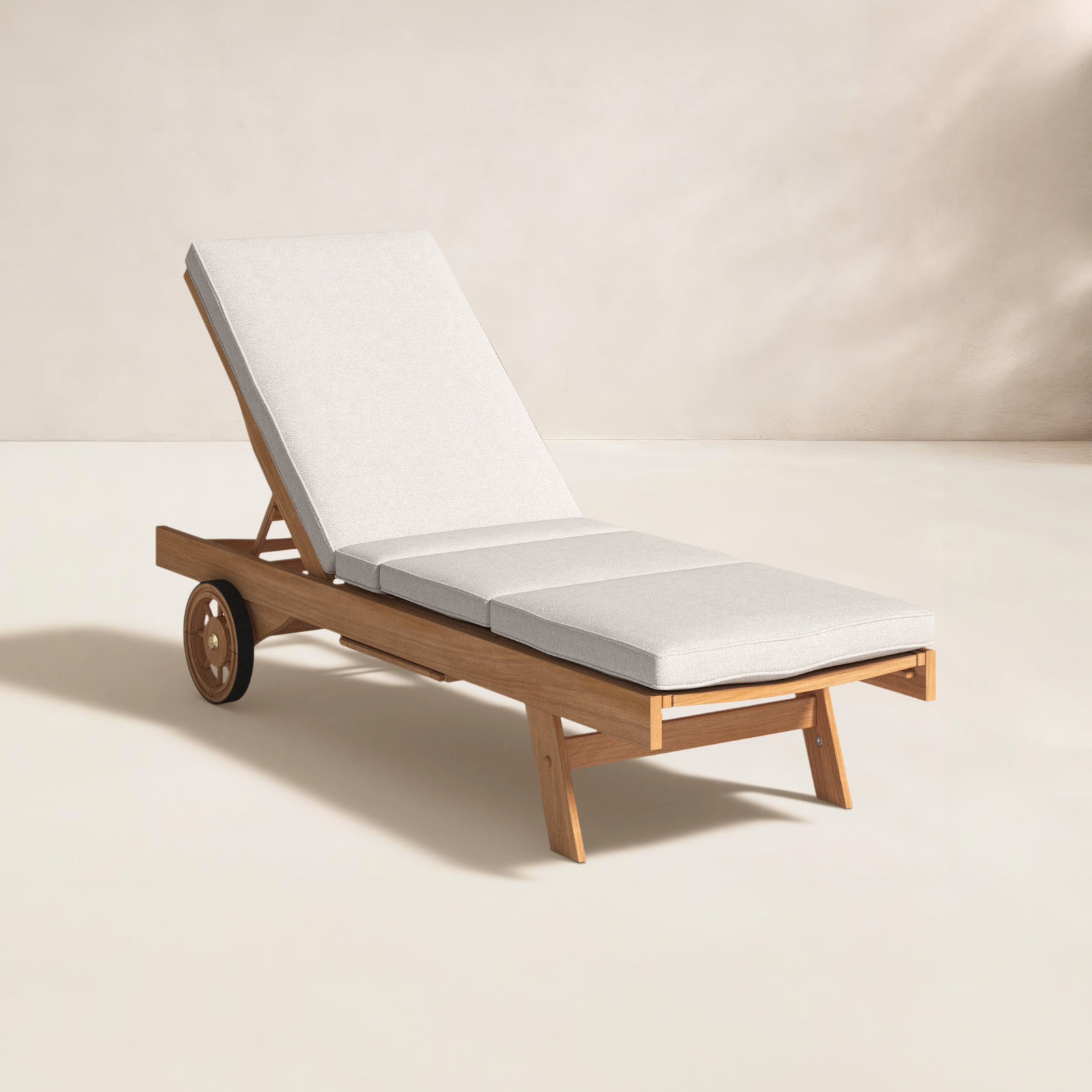 Summerton 28.5 " Teak Patio Chaise Lounge, Beige