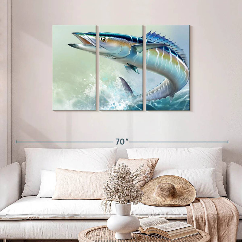 Brampt Wahoo Fish On Waves, 28" H x 45" W