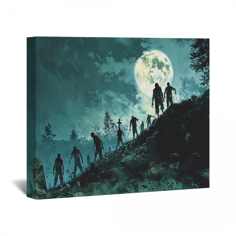 Décoration murale zombies sur toile - Horreur, H 16 po x l 16 po