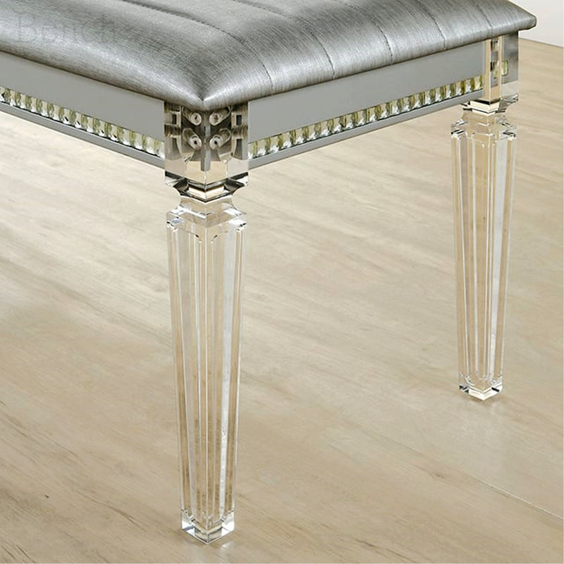 Elisabetta entryway bench, bedroom bench, dining bench, Silver, 19.65”H x 58.02”W x 18.02”D