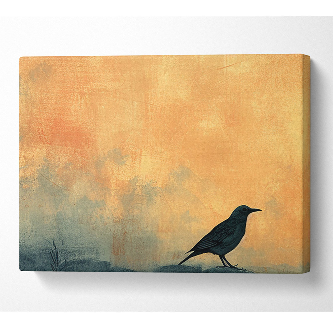 Black Bird Sunset - Einzelner Bilderrahmen Kunstdrucke auf Leinwand