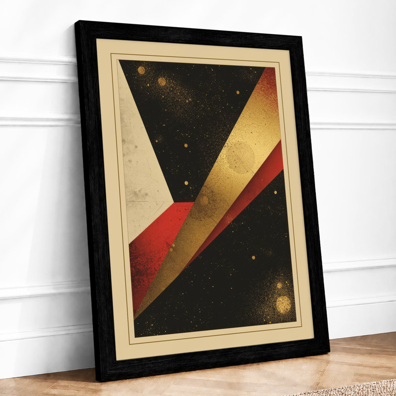 Celestial Geometry Art Deco - Framed Print, A4 - 29.7 x 21.0 cm, Black