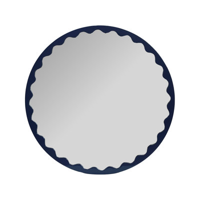 Santosh Round Glossy Navy Scalloped Mirror