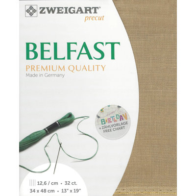 32-Count Dirty Linen Precut Belfast Cross Stitch Fabric by Zweigart 3609/326