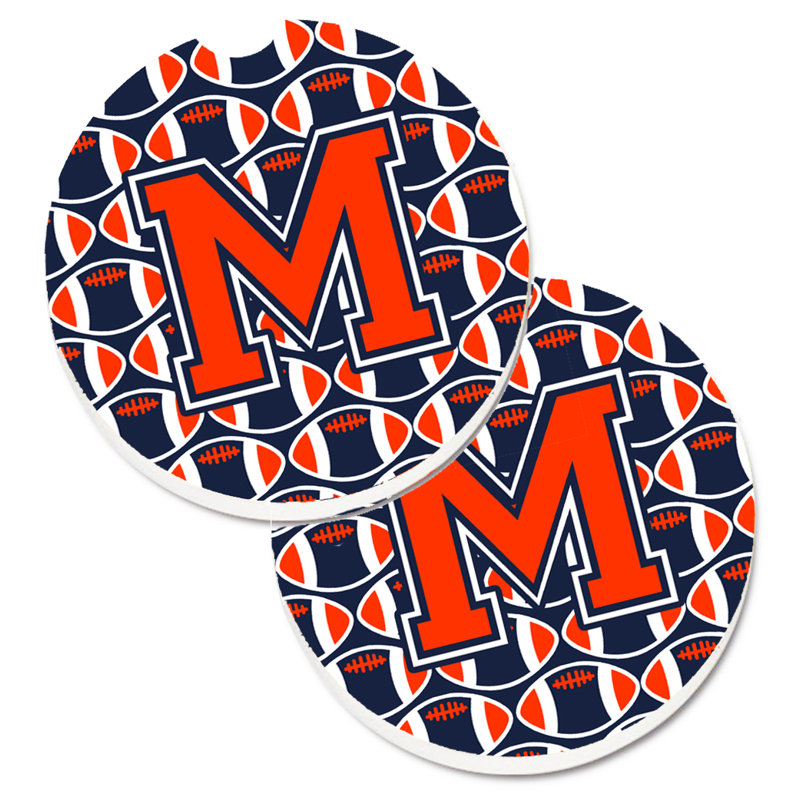 Sous-verre de football, M, Orange / bleu marine