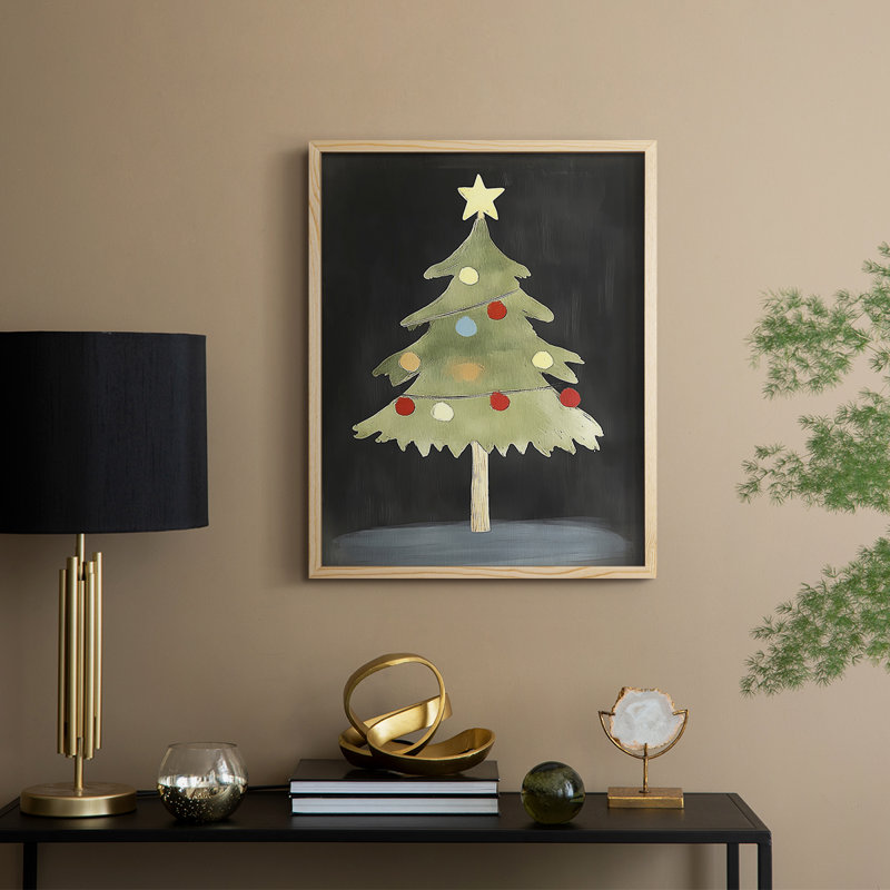 «Christmas Holiday Art CXXI», reproduction d'art encadrée - bois massif, H 21 po x l 17 po, Naturel