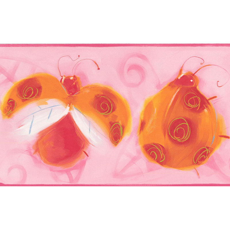 Bordure murale coccinelle, Orange / rose