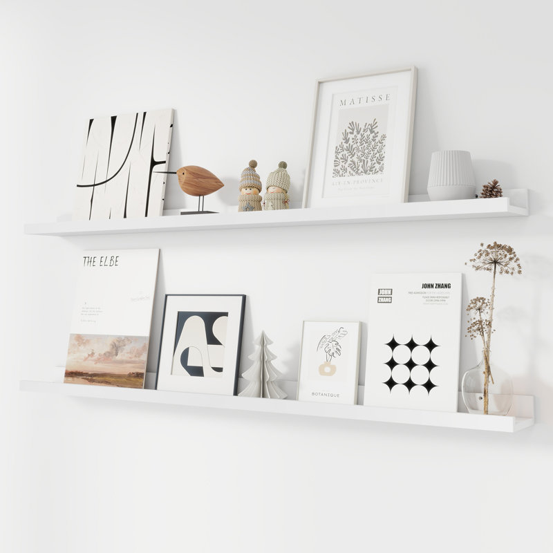 Tablette murale 2 pièces Darlicia, Blanc, H 2 po x l 48 po x P 4,7 po