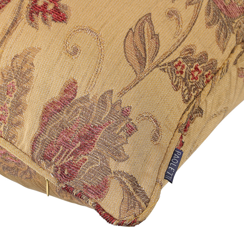 Floral Jacquard Polyester Filled Cushion, Gold, 45 x 45cm