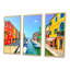 «Colorful Burano Island Canal Venice», ensemble de 3 toiles encadrées-91688040-91688041