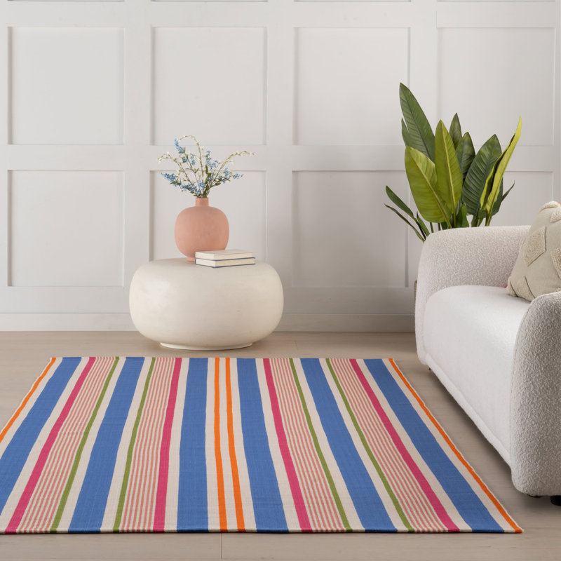Festival Stripe Multi Handwoven Indoor/Outdoor Rug, Rectangle 9'6" x 13'6"