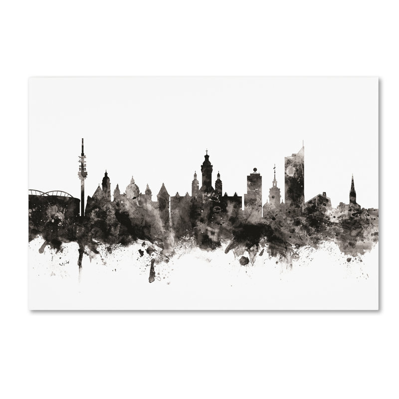 « leipzig germany horizon i », reproduction d’impression sur toile tendue, H 12 po x l 19 po