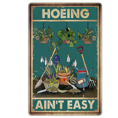 Funny Gardening Quote Metal Sign Indoor Outdoor – Rustic Style Yard Decor, Pre-Drilled Easy Mount, Garden Office Wall Plaque, Mother’s Day Father’s Day Gift For Gardening Enthusiasts