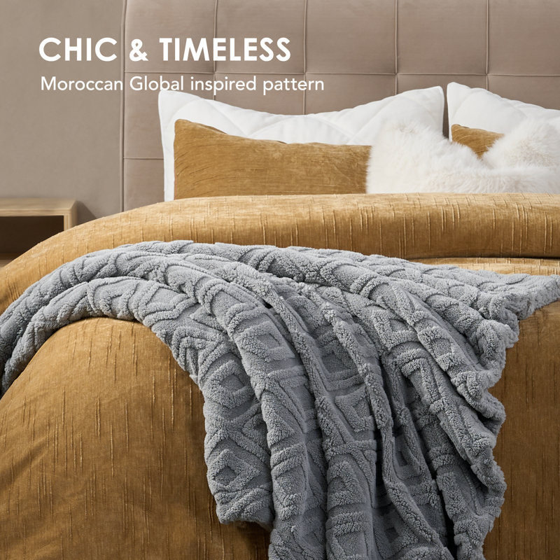 Jeté lesté jacquard Boho, Gris, L 90 po x L 90 po