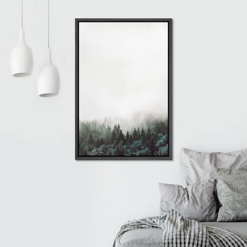 " Fog Rolls over Pine Treeest Nature Modern Multicolor " Graphic Art Print