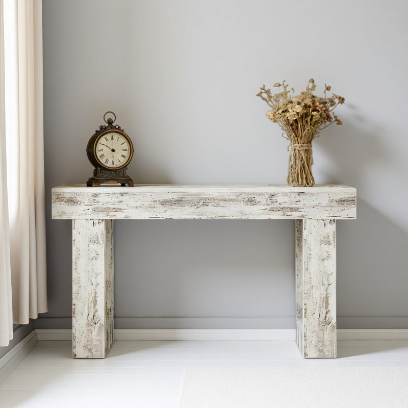 Stable TV Stand,Elegant Console Table,Wooden Side Table, Vintage White