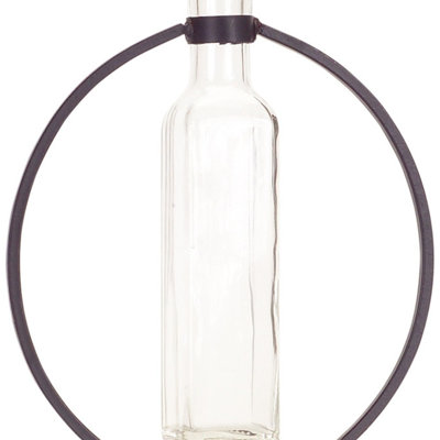 Ensemble de vases muraux ronds gris en métal de quatre décorations murales modernes 9 pouces