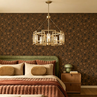 5 - Light Dimmable Glass Drum Chandelier