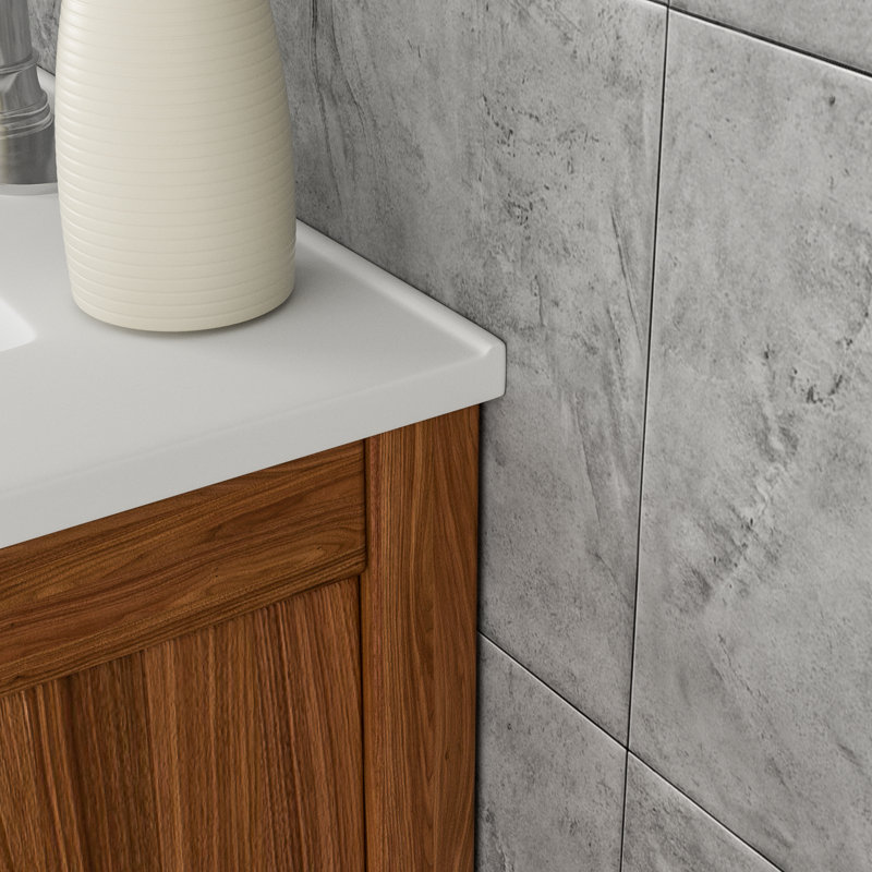 Comptoir de meuble-lavabo encastré en céramique blanc L 24 po x l 18 po, Simple