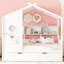 Lit blanc simple en bois avec lit gigogne-1427188734
