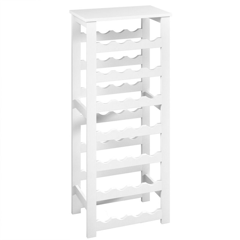 Abderahmane Solid Wood Freestanding Wine Bottle Rack, White