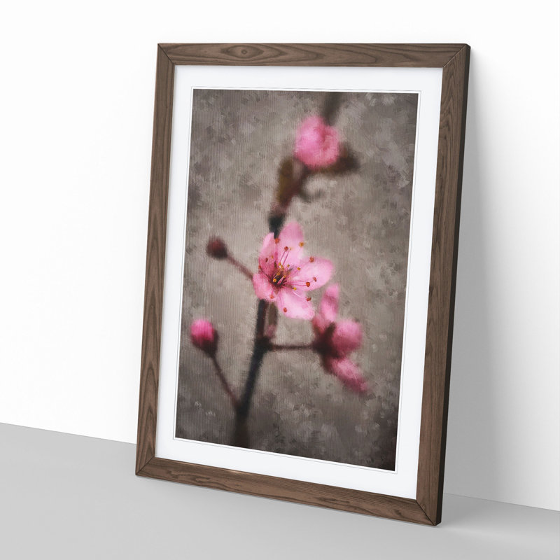 Pink Cherry Blossom Flowers Vol.1 - Picture Frame Graphic Art, 36cm H x 27cm W x 2cm D, Walnut Framed