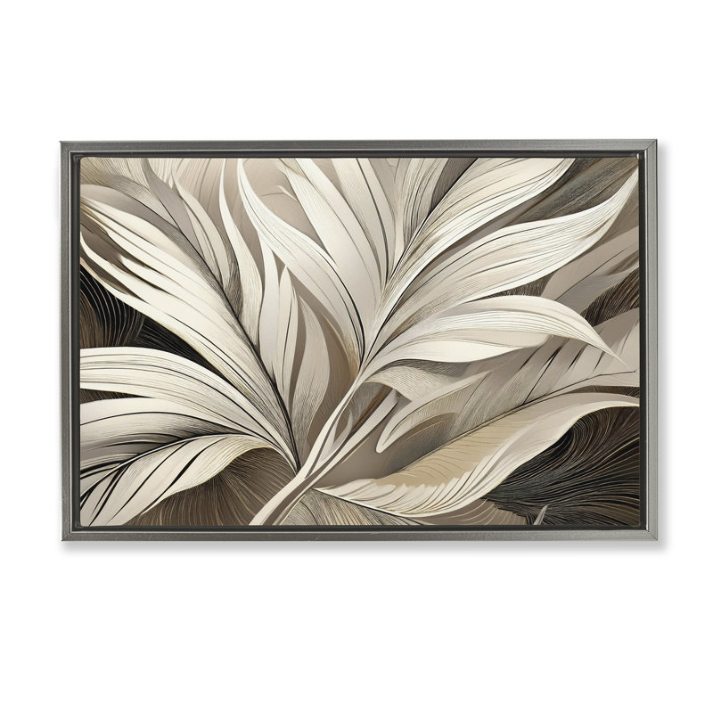 Cadre flottant Palm Curves, design par Norm Stelfox, H 21 po x l 31 po, Cadre flottant gris lustré