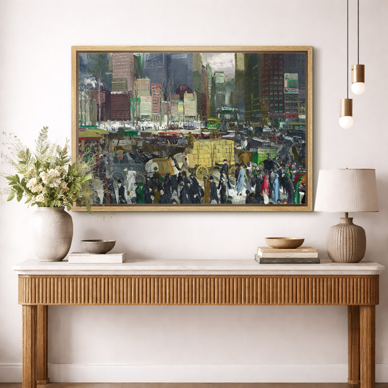 «Vintage City Street Market Scene», images de salon, impression sur toile encadrée sur toile., H 24 po x l 36 po