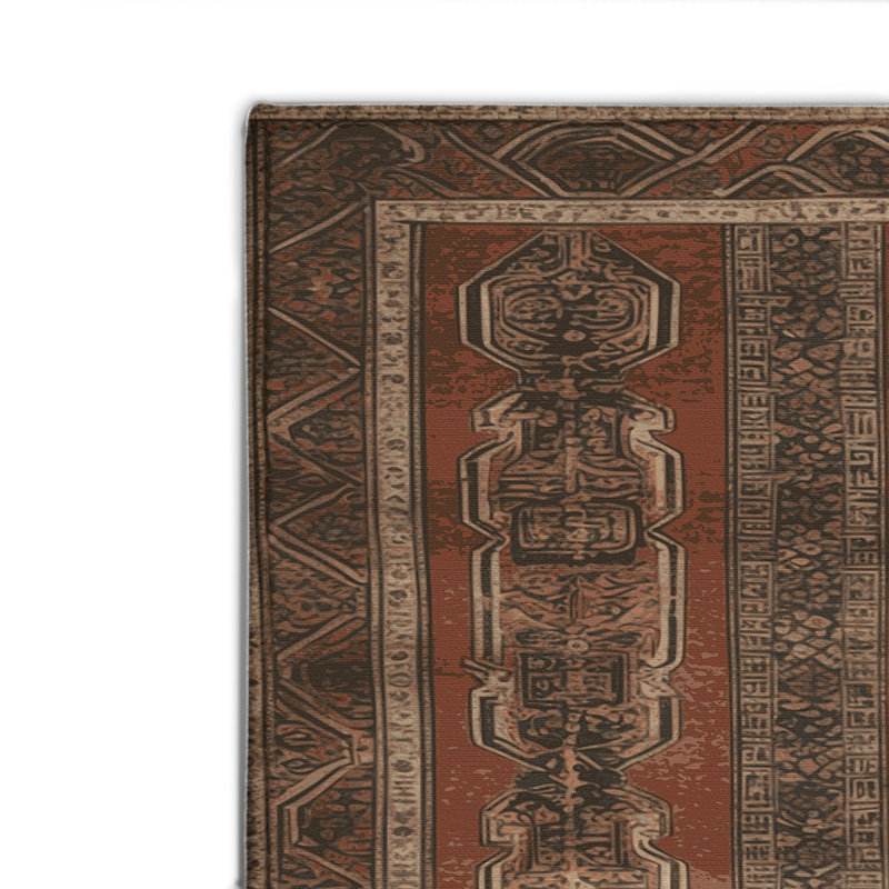 ArtDeco Brown Indoor and Outdoor Area Rug, Rectangle 4' x 6'