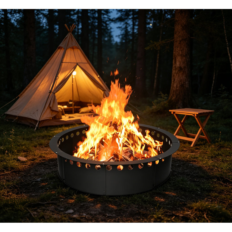 39in Smokeless Fire Pit Ring Insert Carbon Steel Black
