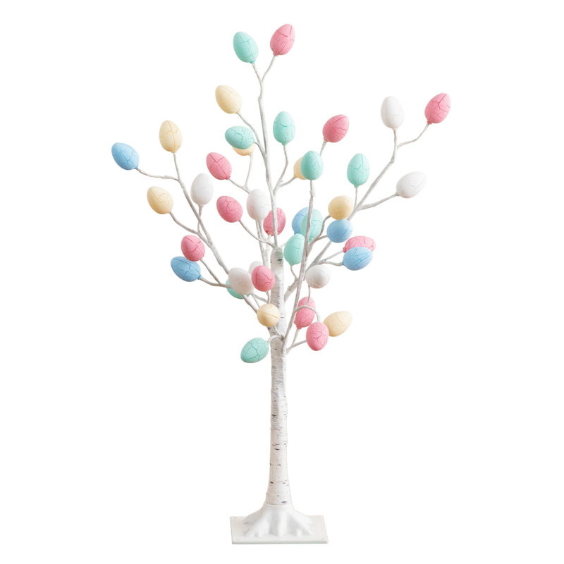 3 pi. Arbre de Pâques artificiel pré-éclairé avec 40 ornements en forme de DEL, 36"H x 20"W x 14"D