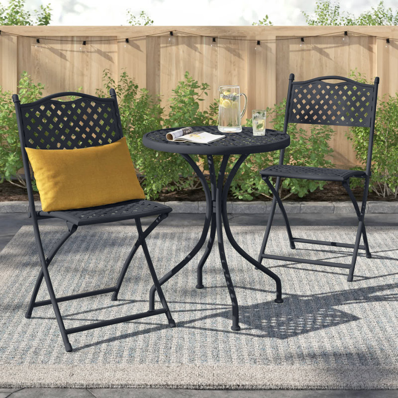  2 Seater Bistro Set, Matt Black