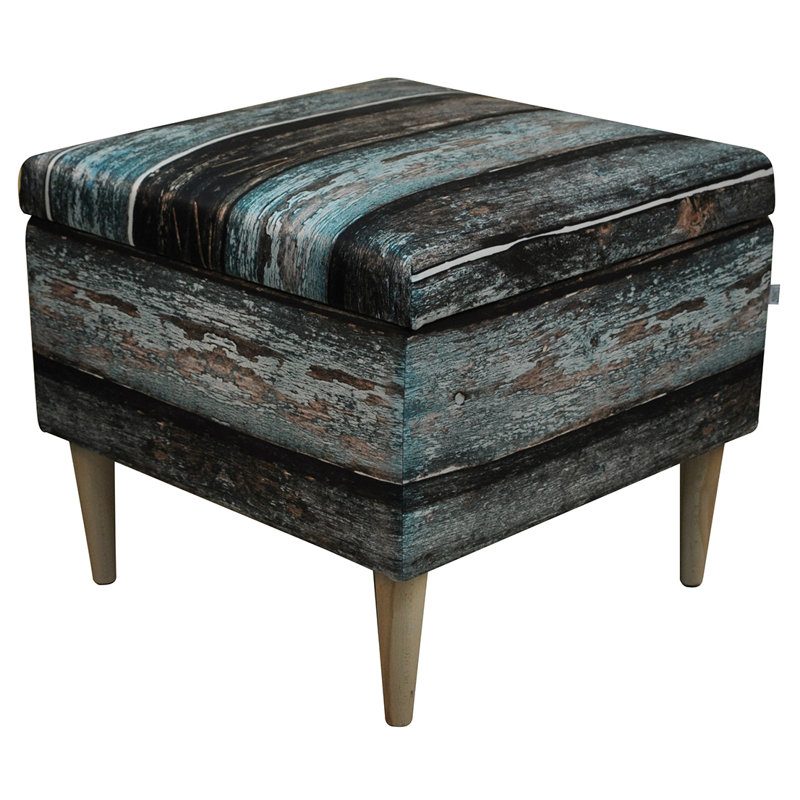 Altes Holz 55cm Wide Square Striped Ottoman with Storage