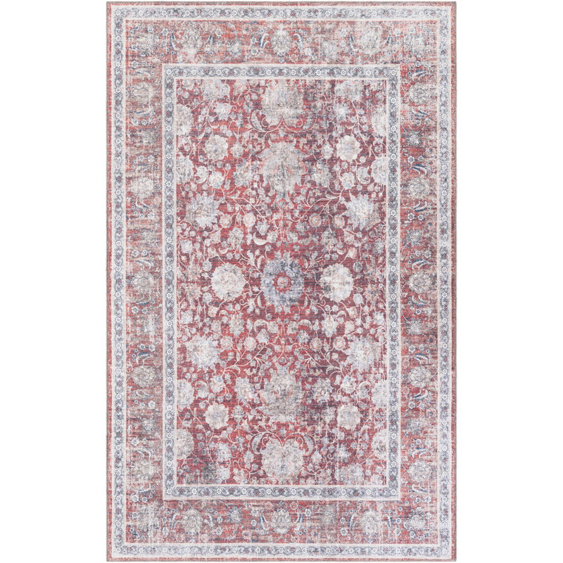 Tapis Samarth Thorine, Rouge, Rectangle 5 pi 1 po x 8 pi