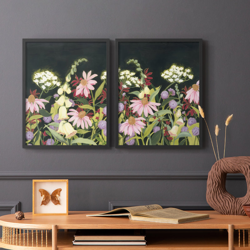 Impression encadrée Moonlit Wildflowers I-Premium - prête à être accrochée - aucun clou requis - aucun clou requis