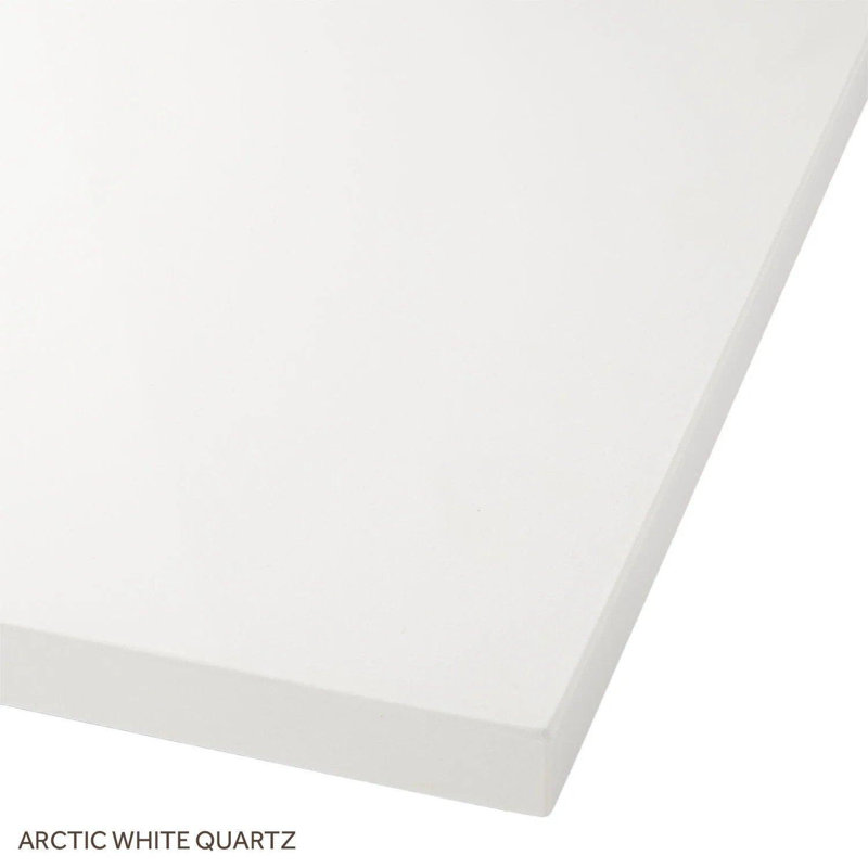60" Burfield Double Bathroom Vanity Set with Oval Undermount Sinks, Natural Bamboo, Arctic White Quartz, 8" Widespread