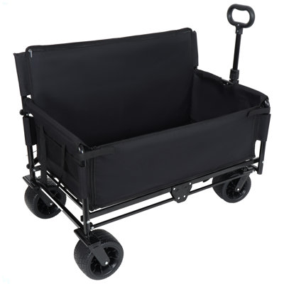 3-In-1 Convertible Folding Wagon Cart With Bench Seat & Storage - 500Lbs Heavy-Duty Utility Wagon, 180L Capacity All-Terrain Wheels For Camping, Beach, Sports, Garden