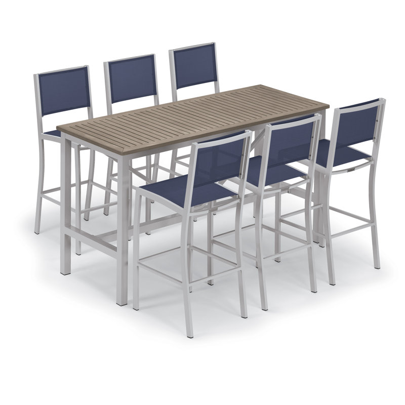 Travira Aluminum Bar Table, Teakwood Vintage