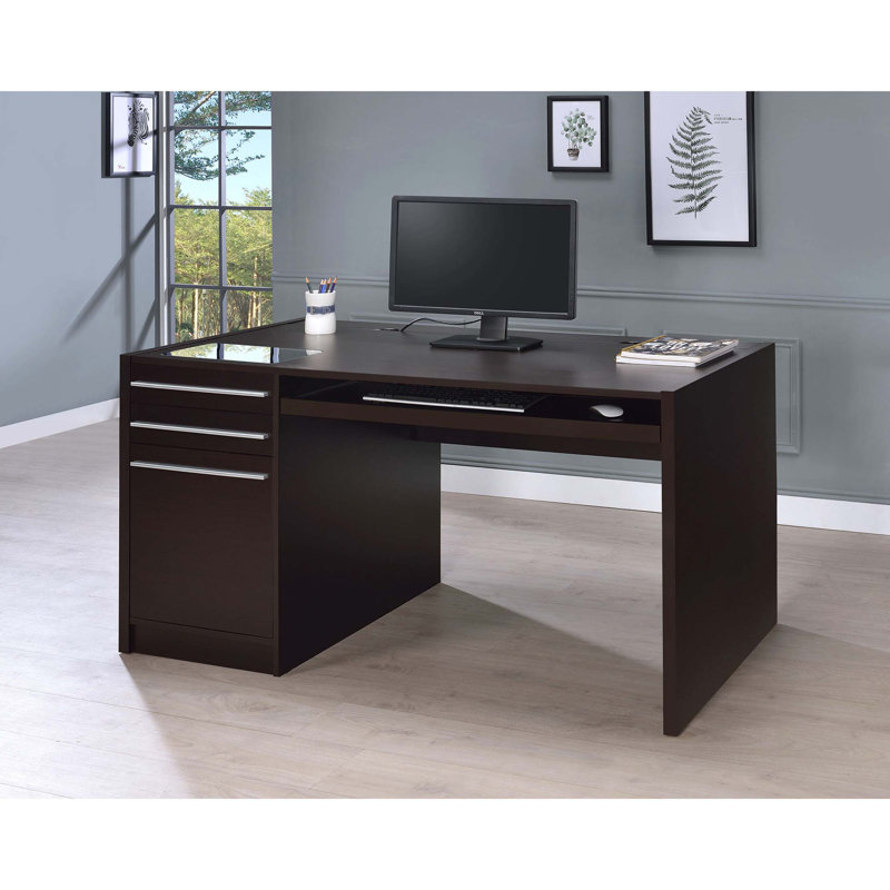 Office Desk With Drawers, Cabinet & Keyboard Tray For Tidy Workspace