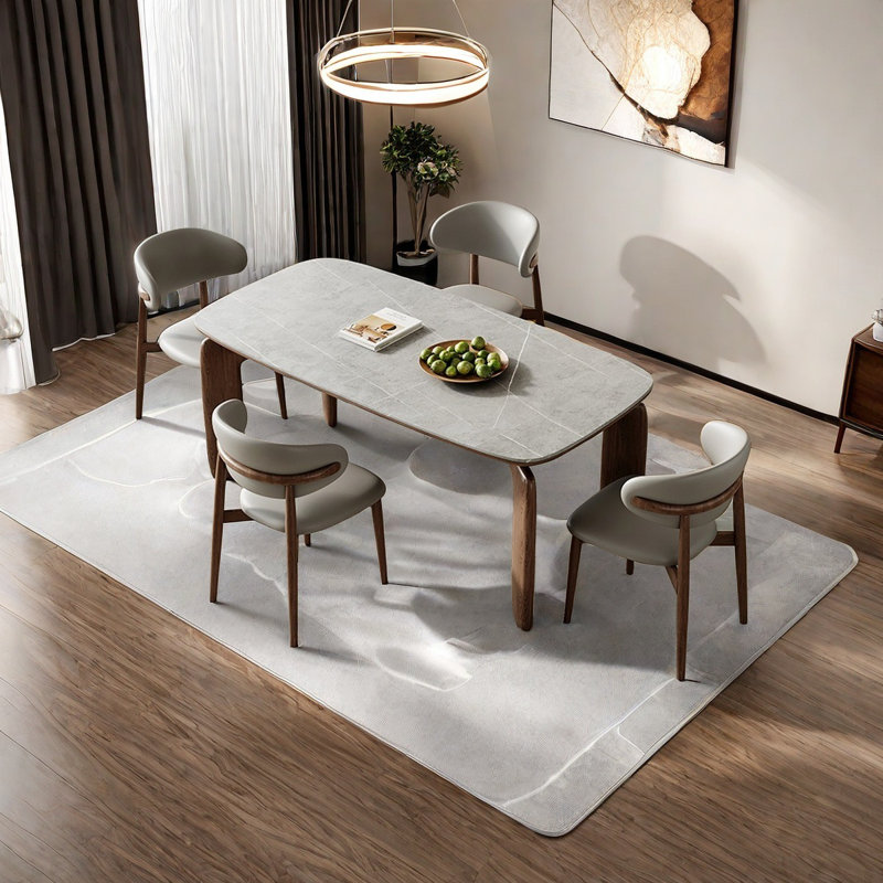 Modern Nordic Rectangular Dining Table, 29.5"H x 63"L x 31.5"W