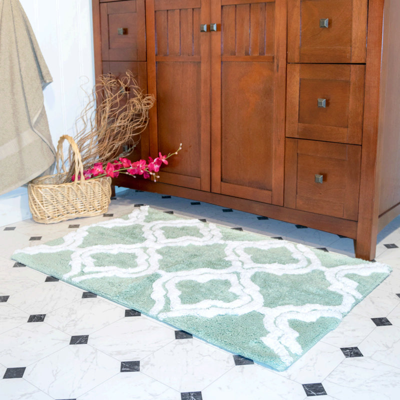 Ensemble de tapis pour salle de bain 100% coton Elar, Vert subtil