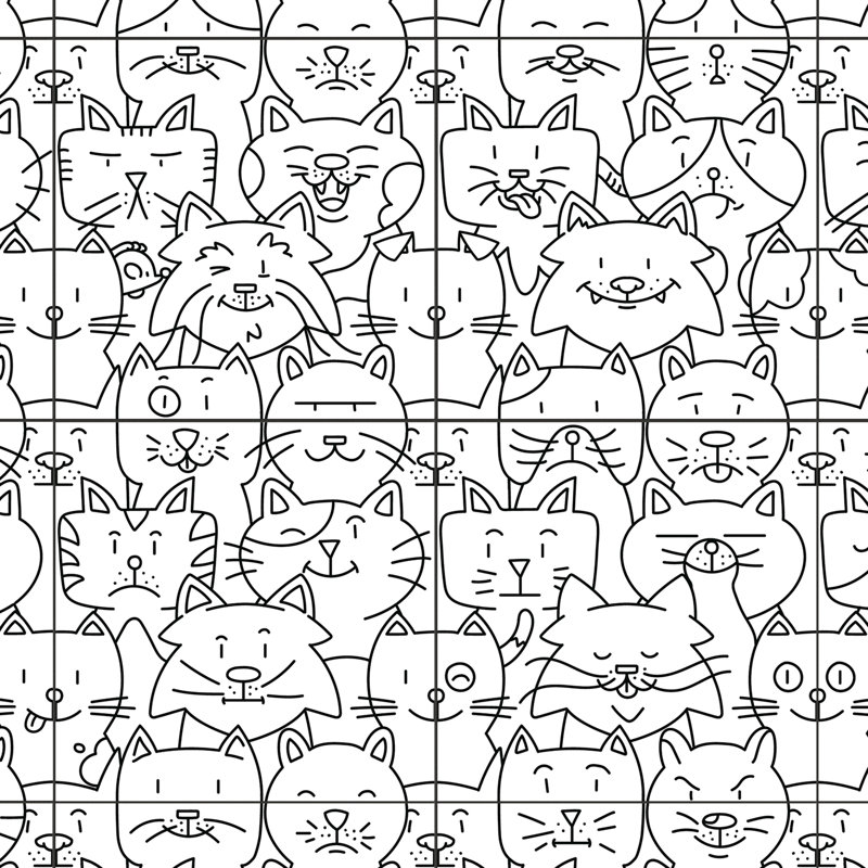 Carreau de porcelaine à motif de mur et de plancher 10 po x 10 po Oh My Cat