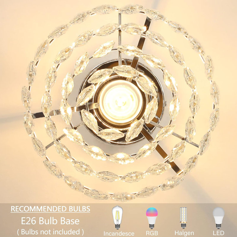 Daugherty Mini Crystal Chandelier Ceiling Light Small, Modern Crystal Ceiling Light for Hallway Overhead Fixtures Semi Flush Mount Mini Chandelier for Bedroom Hall Living Room Hallway