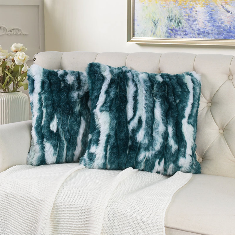 Housse de coussin jacquard, 20 po x 20 po, Bleu sarcelle foncée