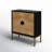 Ewalt Bronze Wood Relief Ripple Design 1 Shelf and 2 Door Cabinet with Crescent Moon Handles