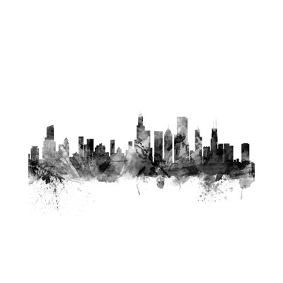 Chicago, Illinois In Black & White by Michael Tompsett - 1 Piece Wrapped Canvas Wall Art